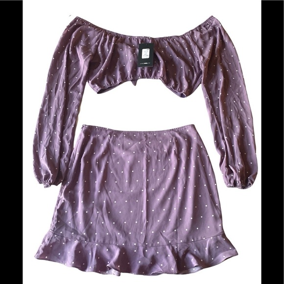 🆕Fashion Nova - Delilah polka dot skirt set in Lavender - Picture 4 of 11